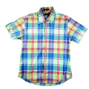 Lincs Button Front Shirt Men's Colorful Plaid Shor